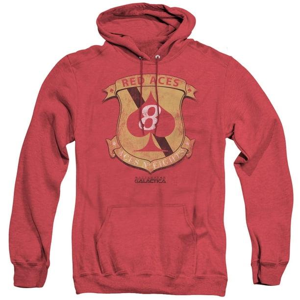 Battlestar Galactica Mens Red Aces Badge Pullover Hoodie Battlestar Galactica Mens Red Aces Badge Pullover Hoodie